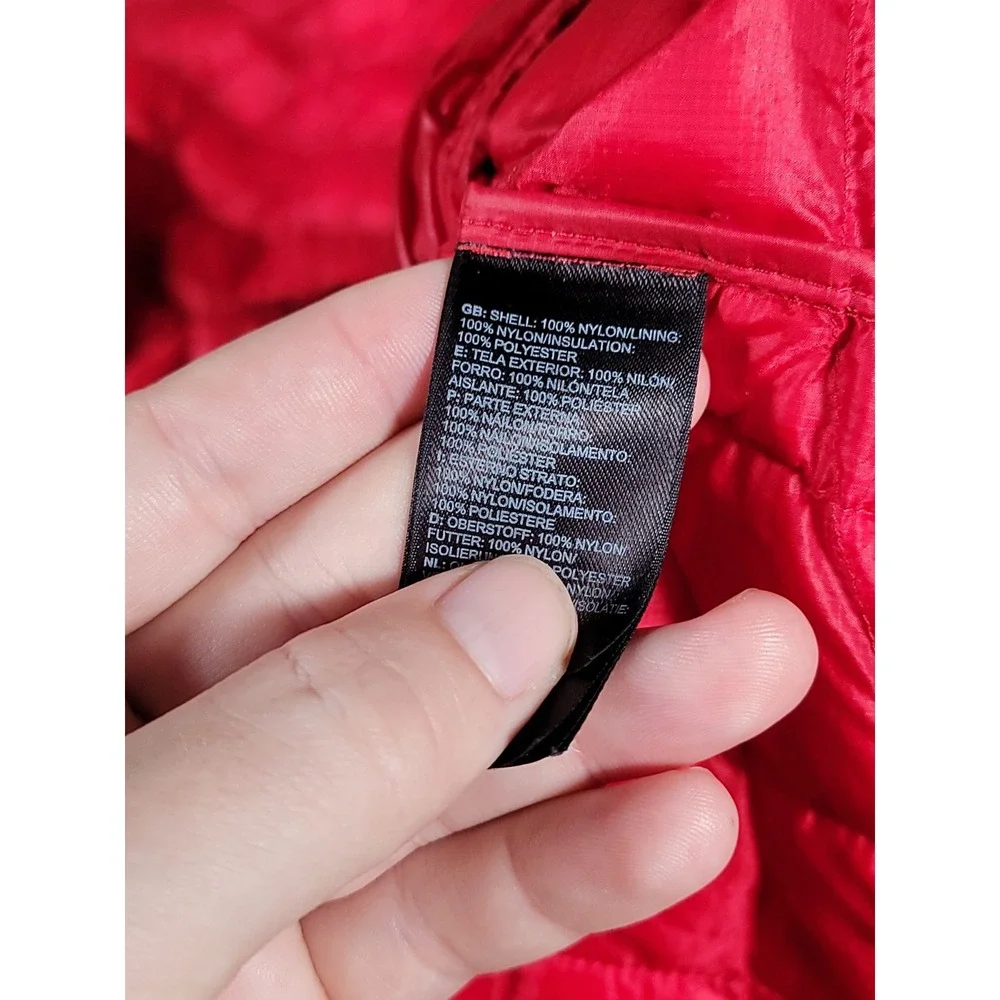 The North Face Thermoball Jacket Hoody Medium Red Quilted Puffer Mens Full Zip